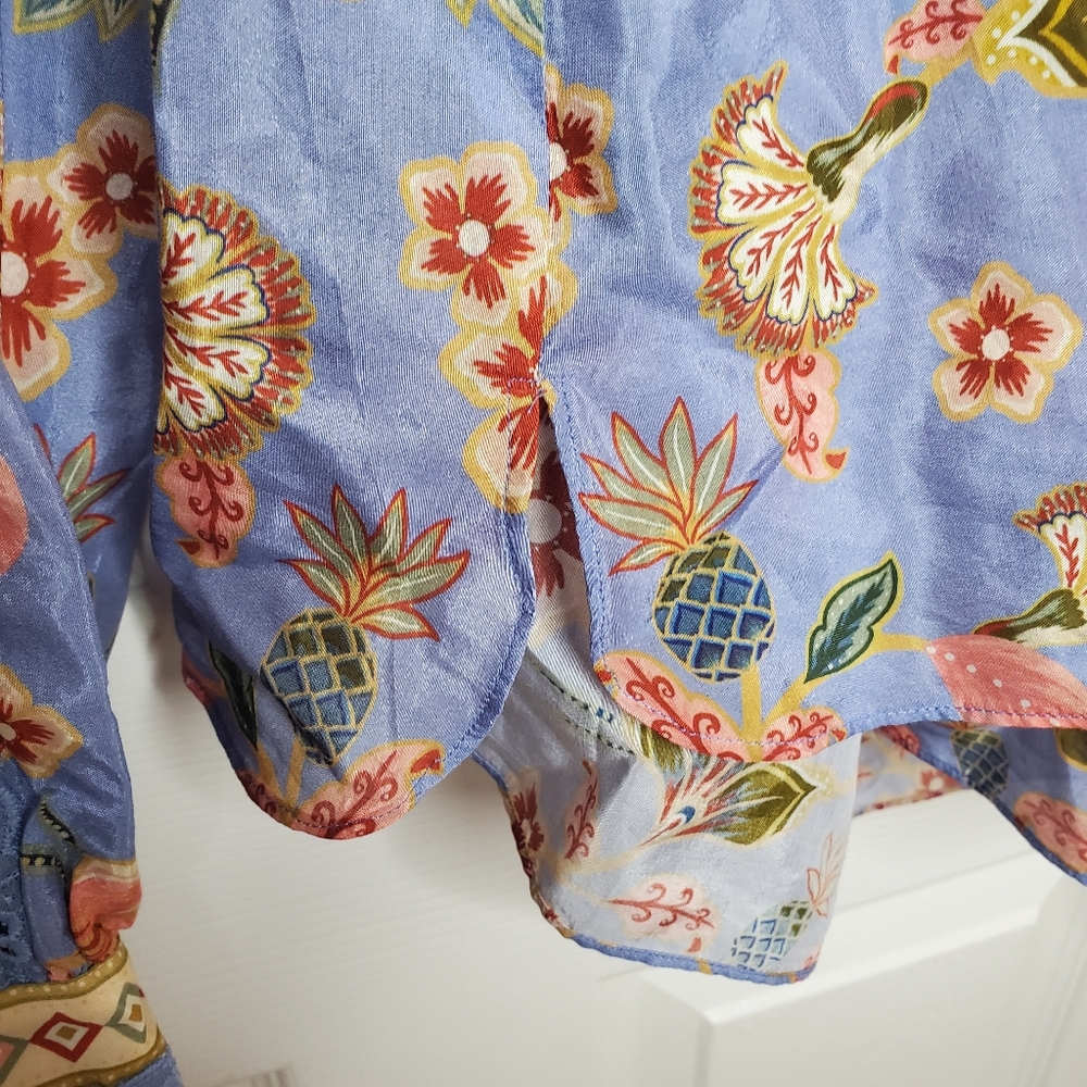 Farm Rio Superbloom Tapestry Top Boho Feminine Blue Small 253 - Picture 10 of 10